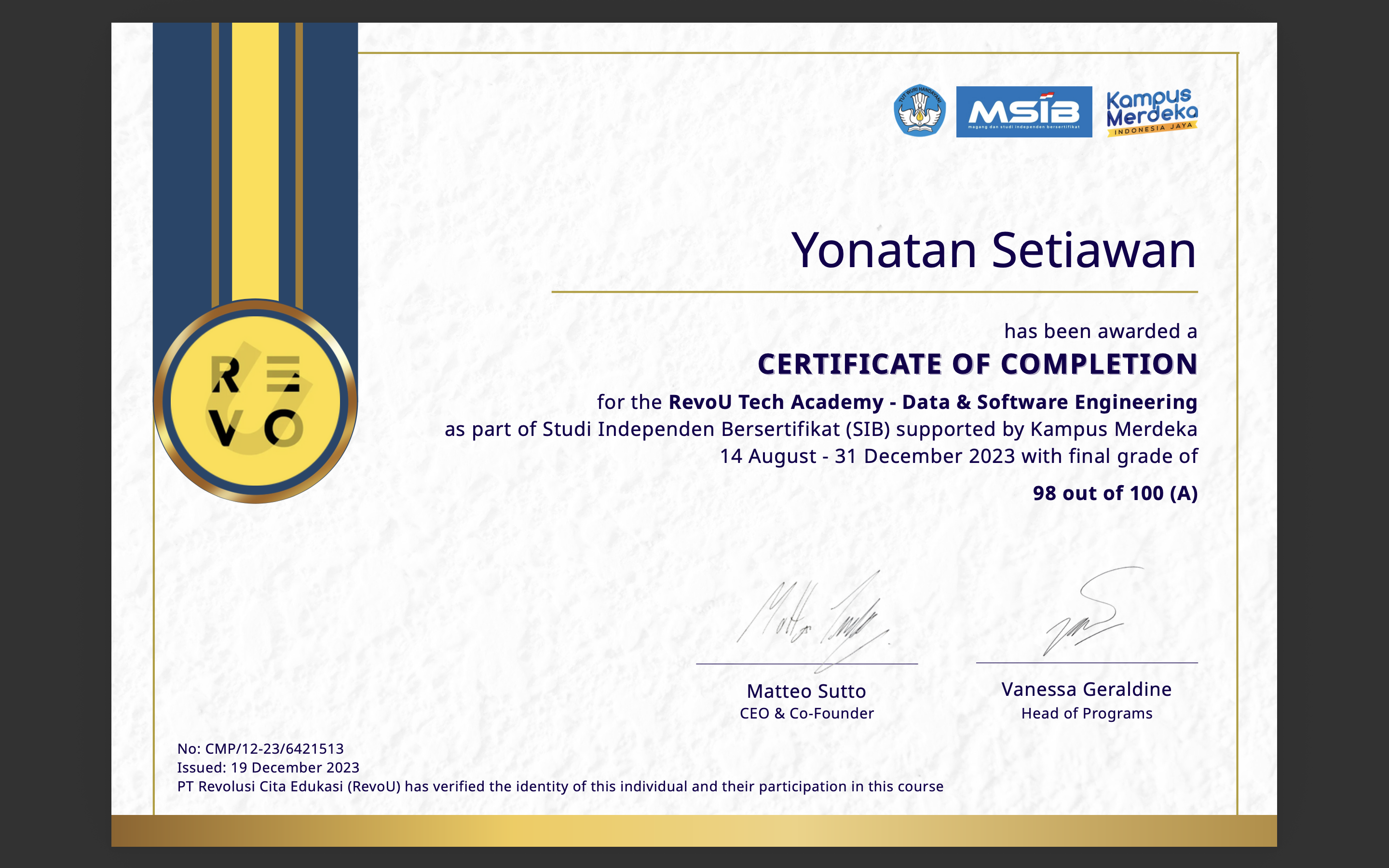 Certificate 1